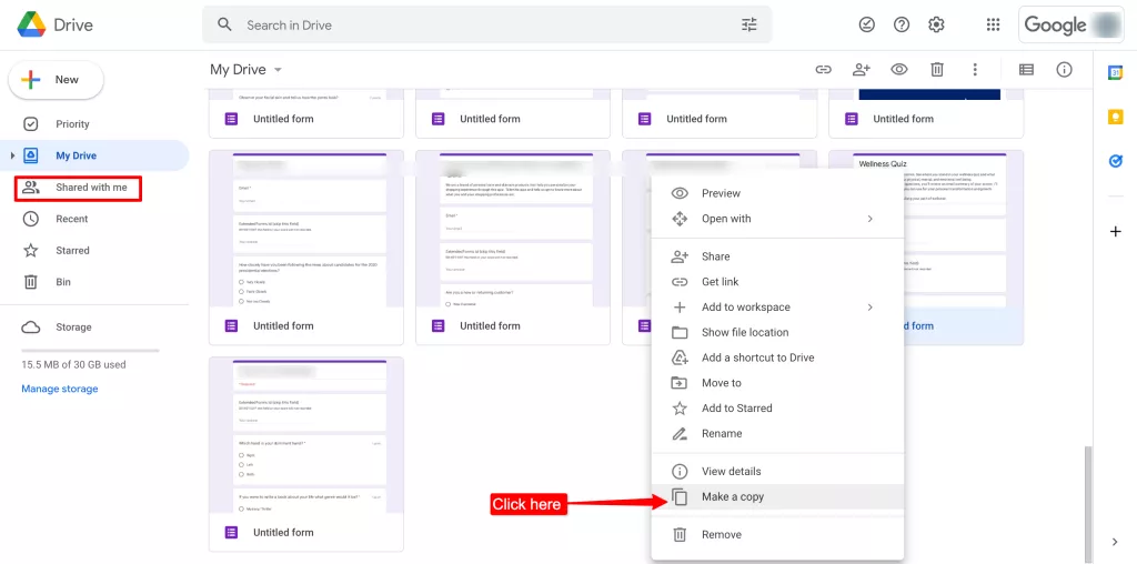 duplicate-Google forms-G-drive