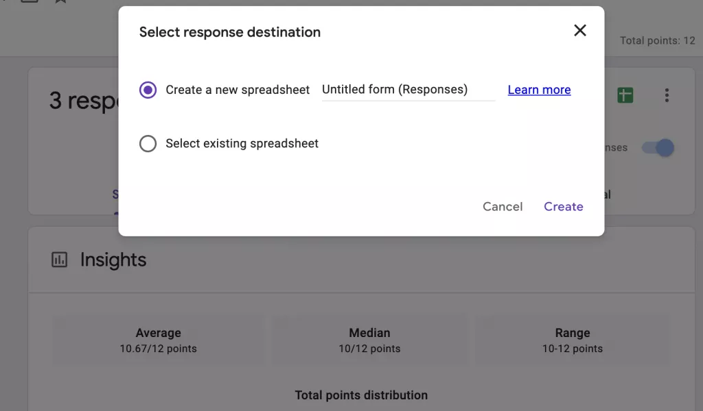 pie-chart-in-Google forms-create spreadsheet