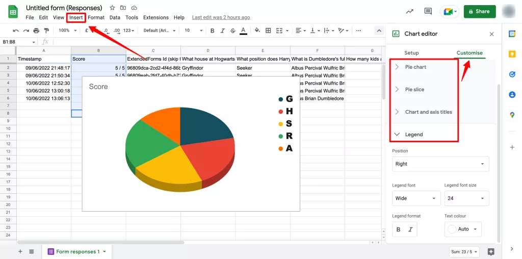 pie charts-googleforms-Google-Sheets