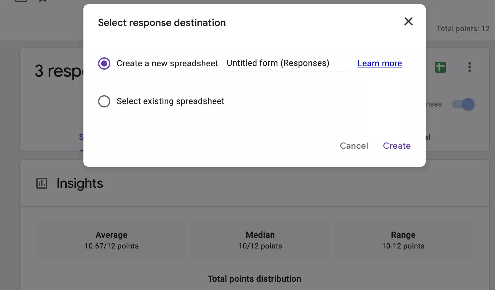 Google forms-registration-create spreadsheet