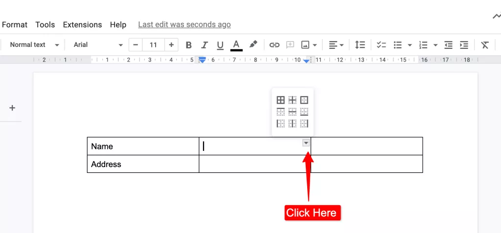 fillable forms in google docs-tables