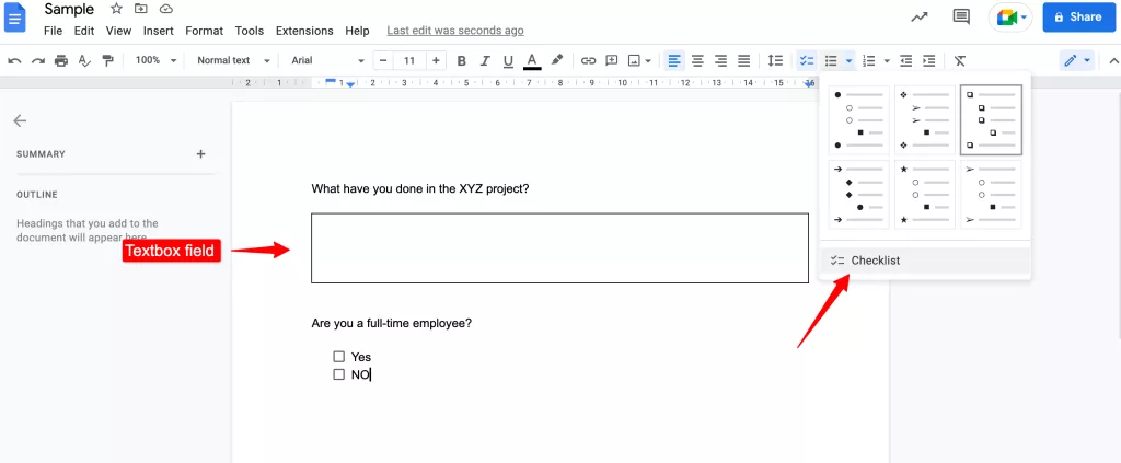 fillable forms in google docs-question fields