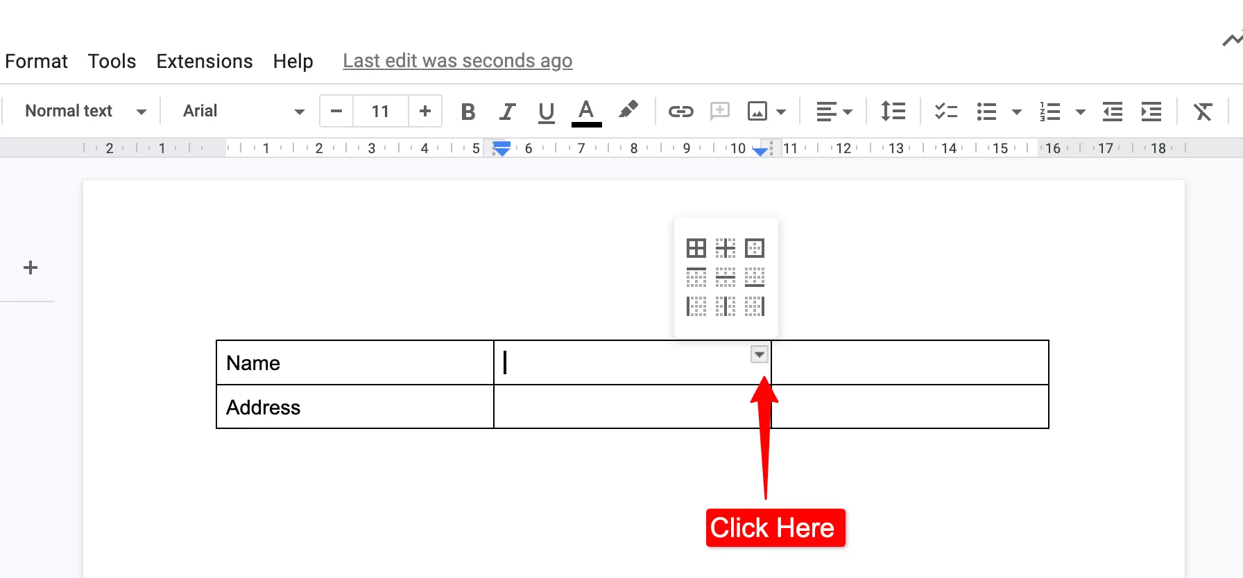 fillable forms in google docs-tables