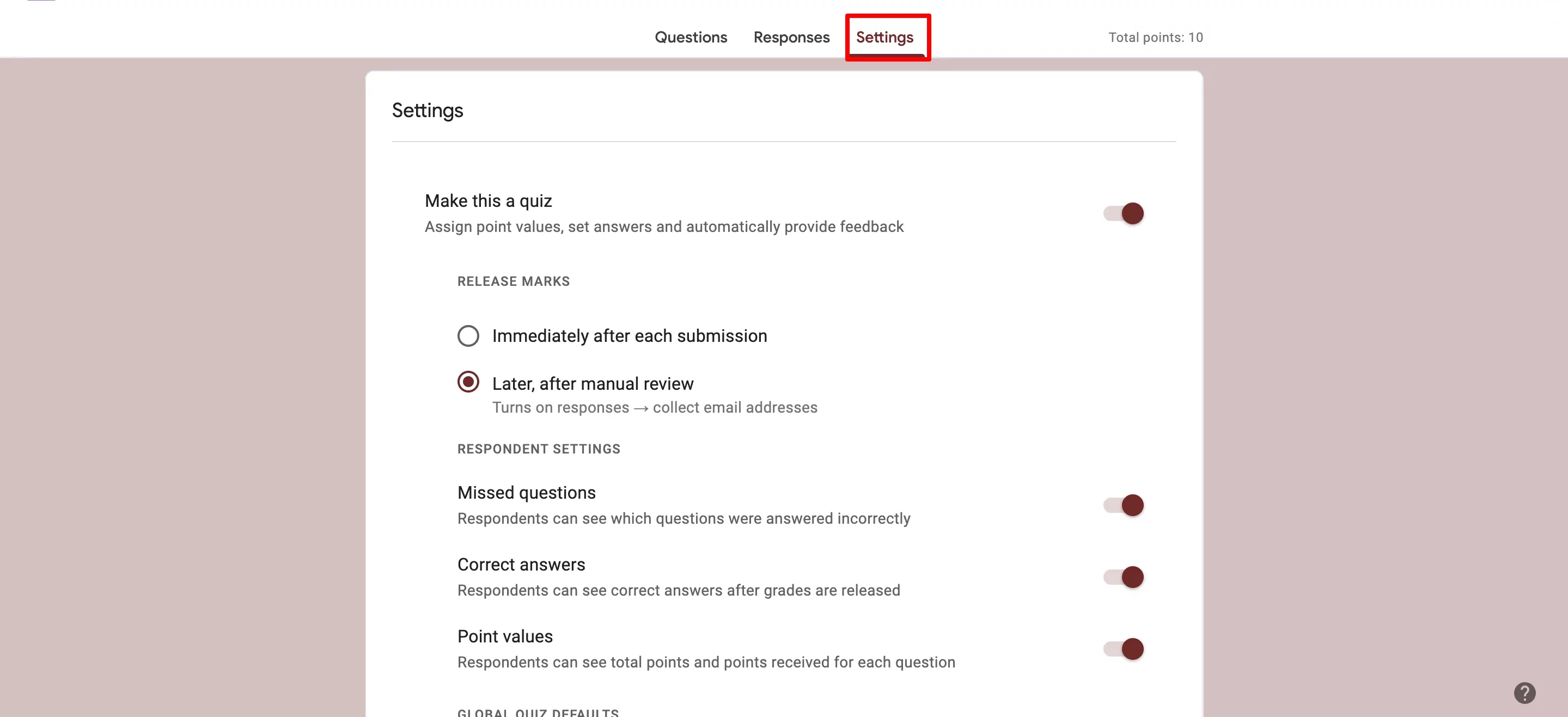 google-forms-settings