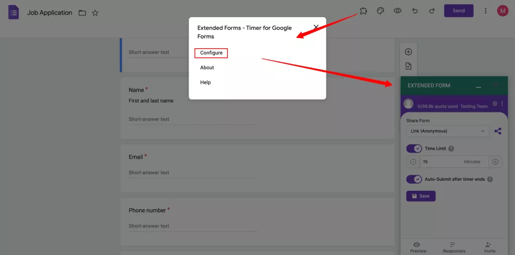 teams and assign roles in google forms-extended forms