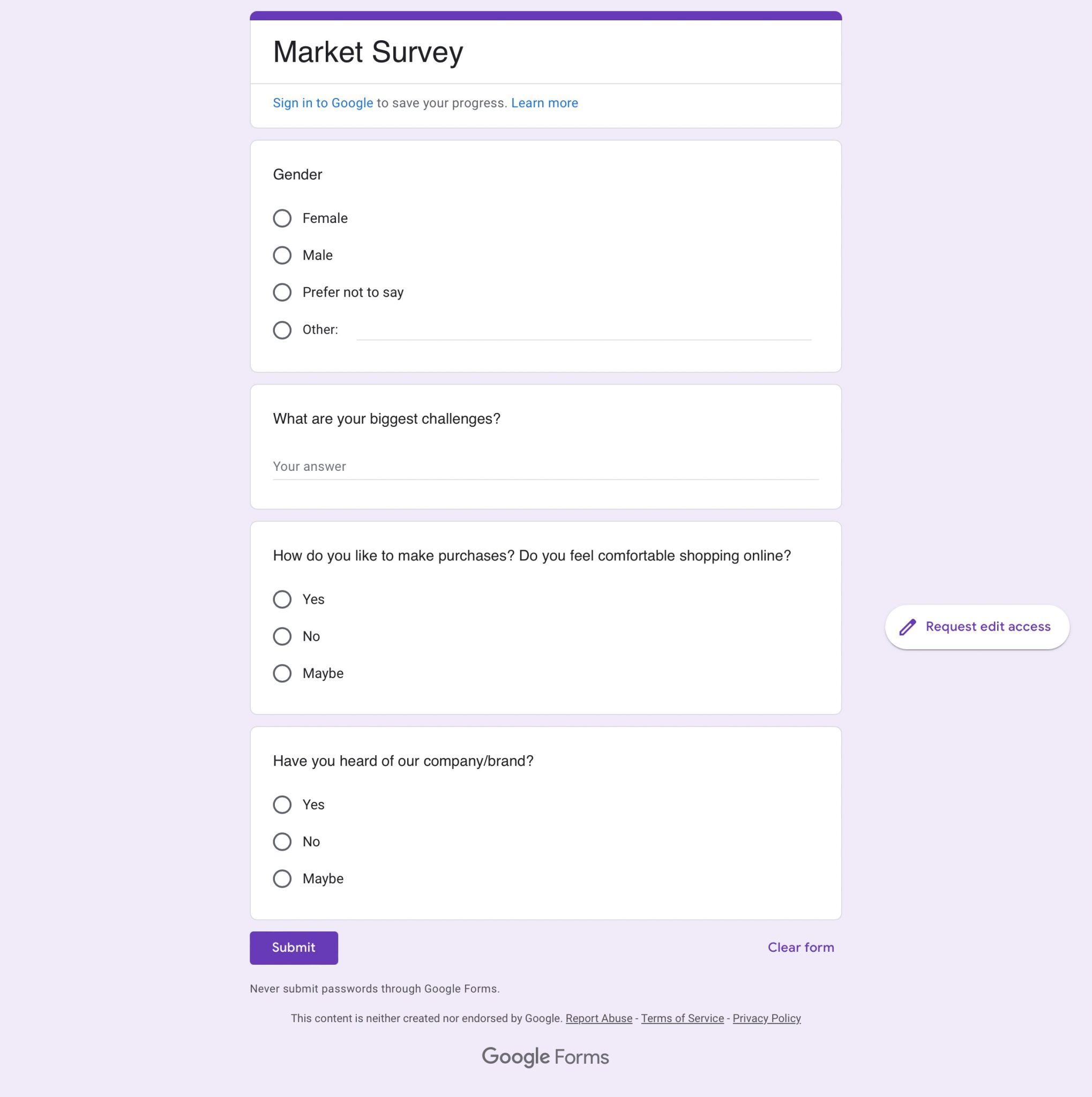 research instrument using google form