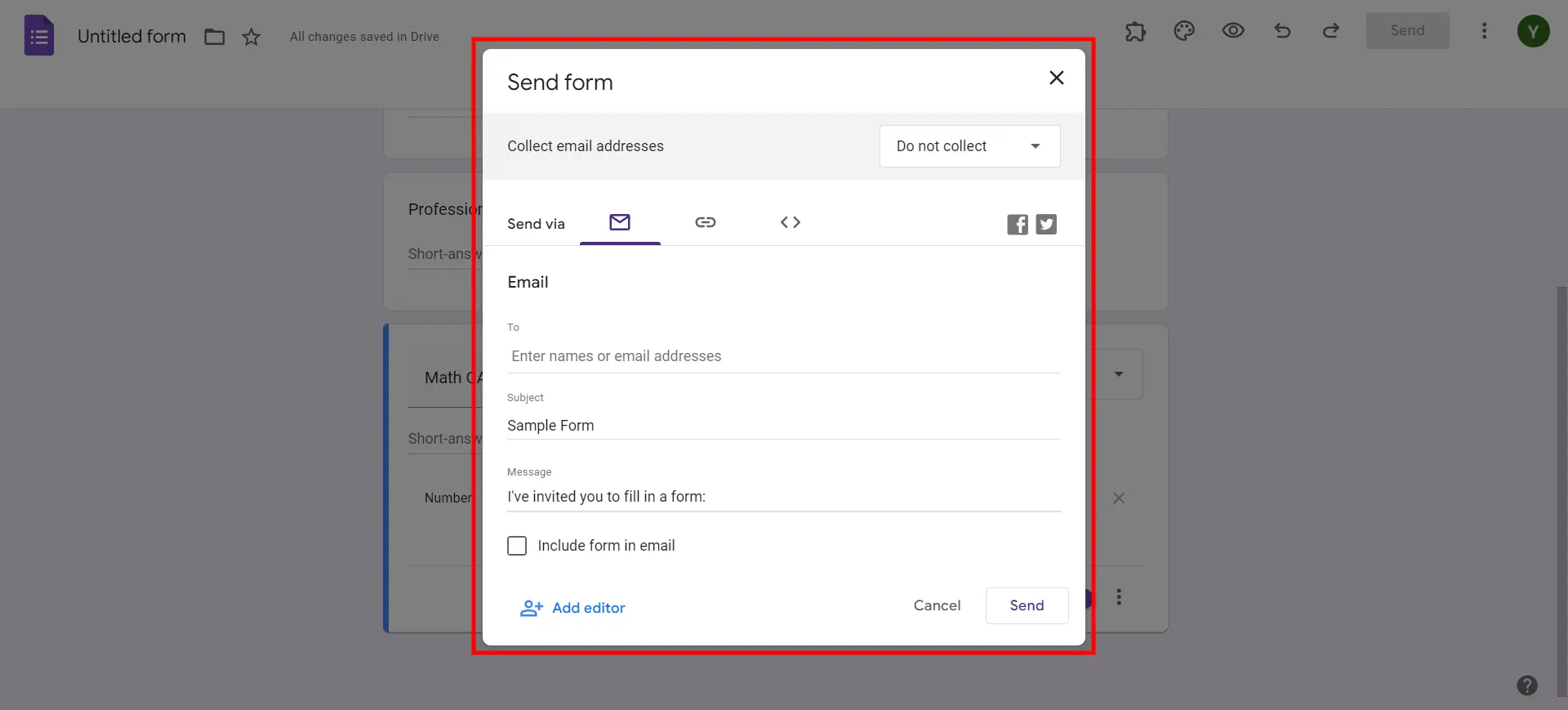 Add CAPTCHA to Google Forms - Share the form