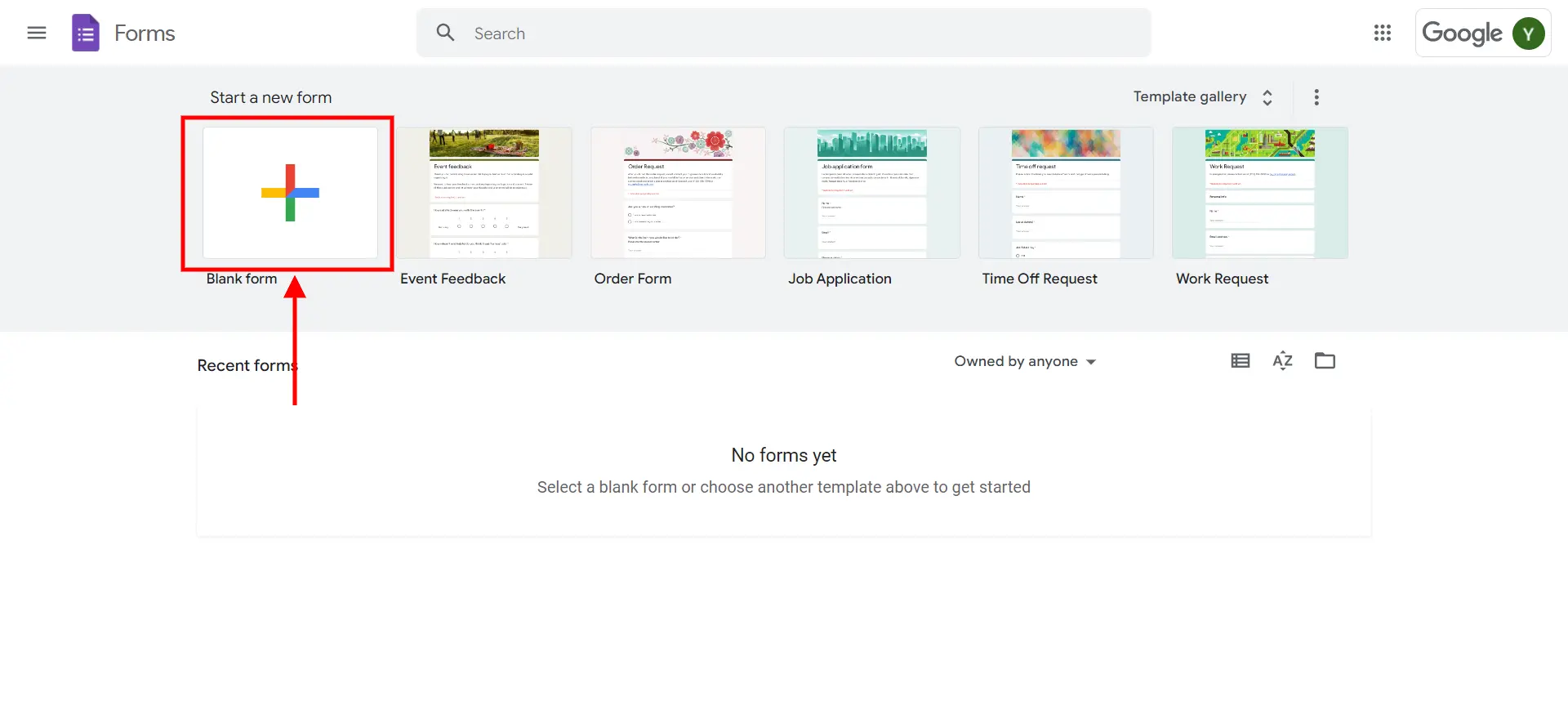 Add Logo to Google Forms - Create a new form