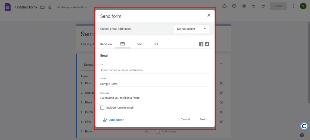 Checkbox Grid in Google Forms - Preview and publish