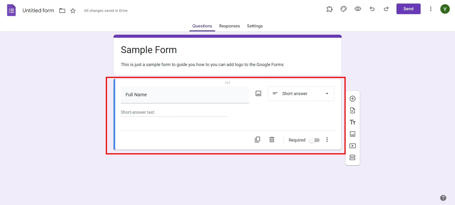 Logo to Google Forms - Add all the necessary fields