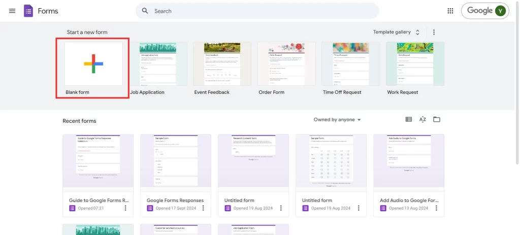 Google Forms Expense Tracker - Create a new Google Forms