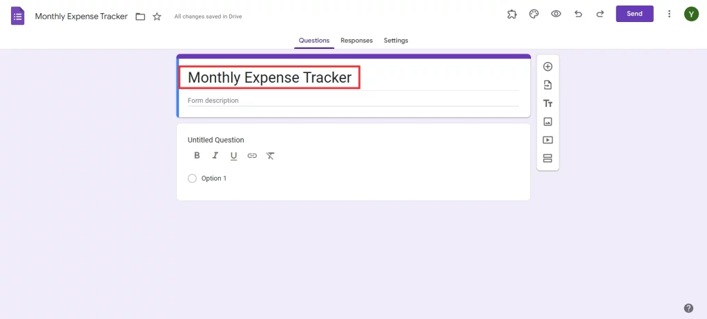 Google Forms Expense Tracker - Name it