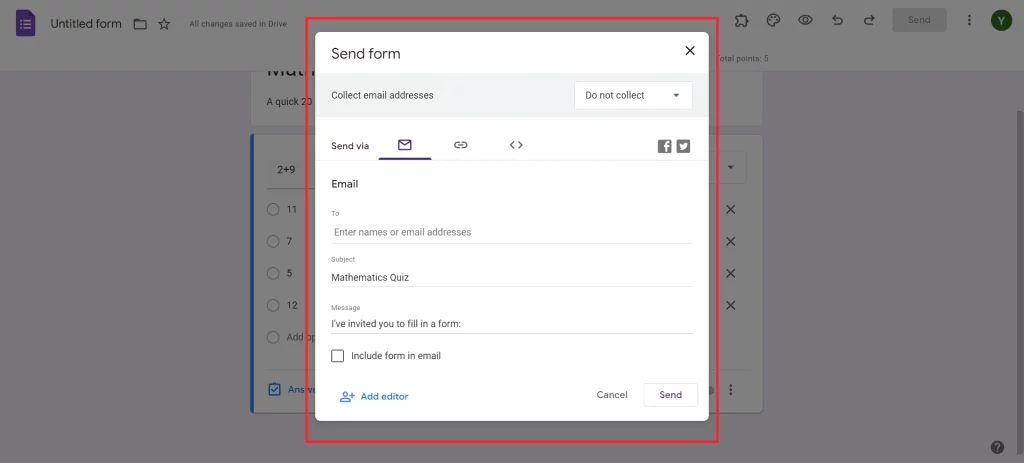 Grade Google Forms - Send quizzes to the students