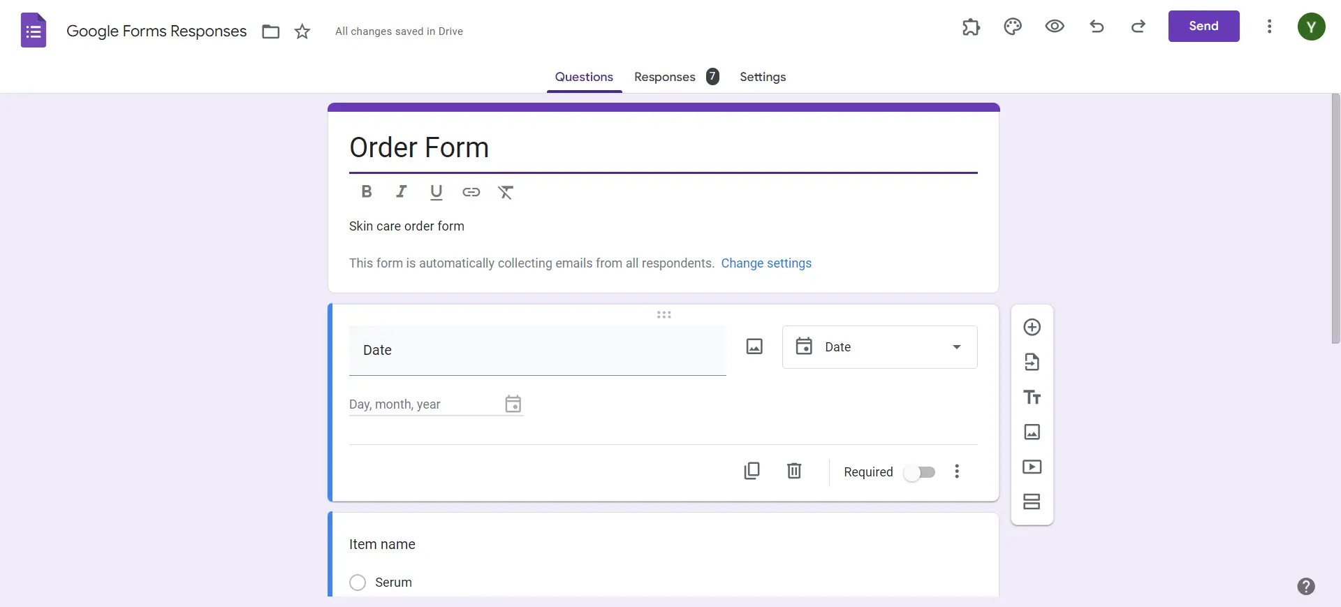 Undo in Google Forms - Make changes