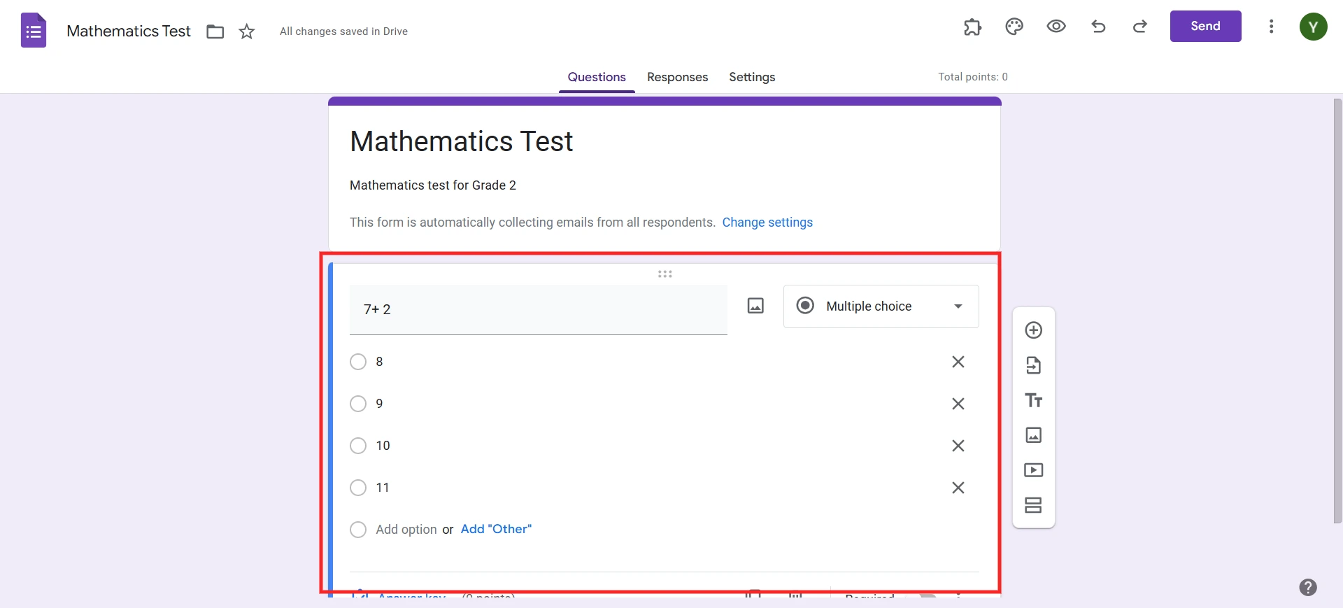 Stopwatch in Google Forms-Add questions and its responses