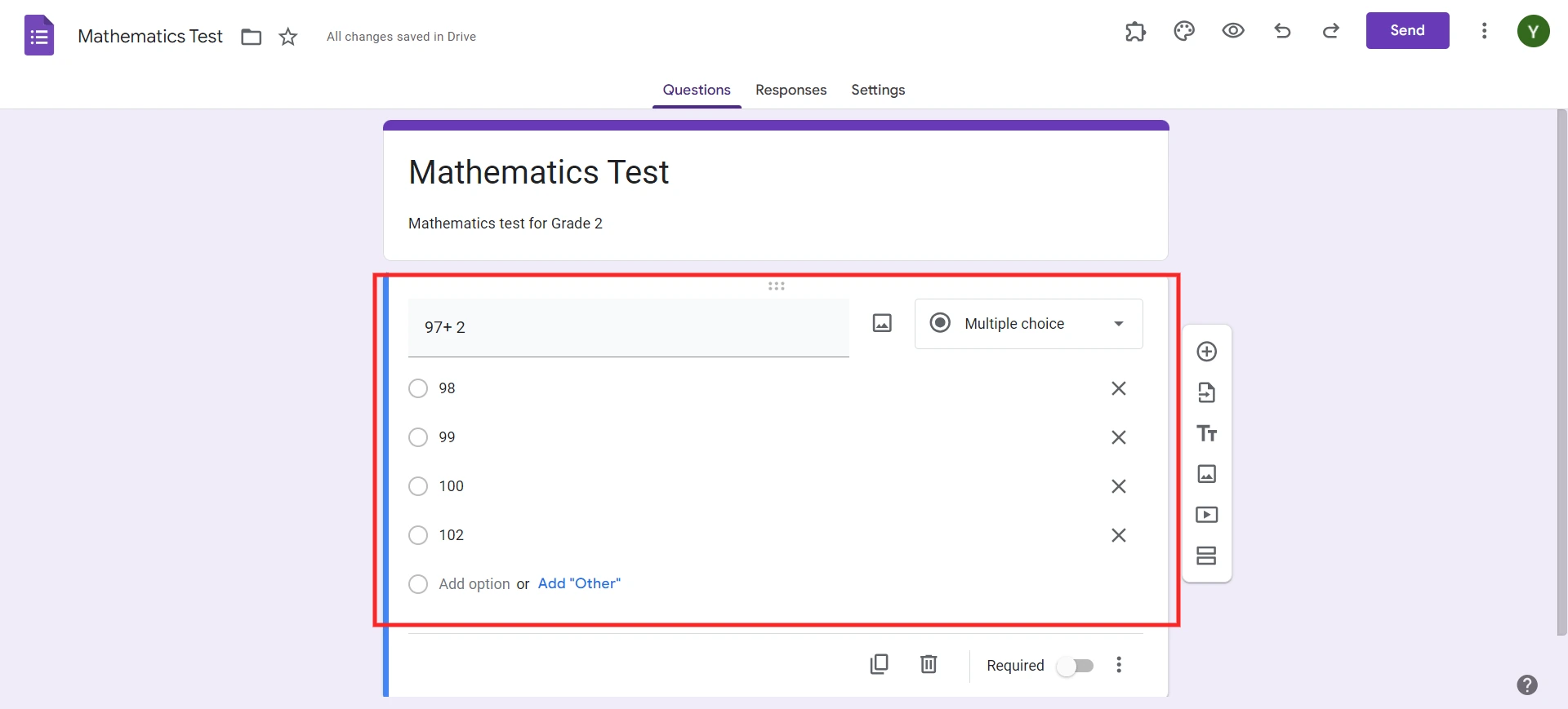 Timer Integration With Google Forms - Add questions and responses