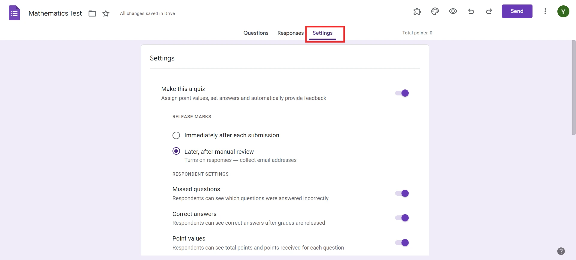 Timer Integration With Google Forms - Settings