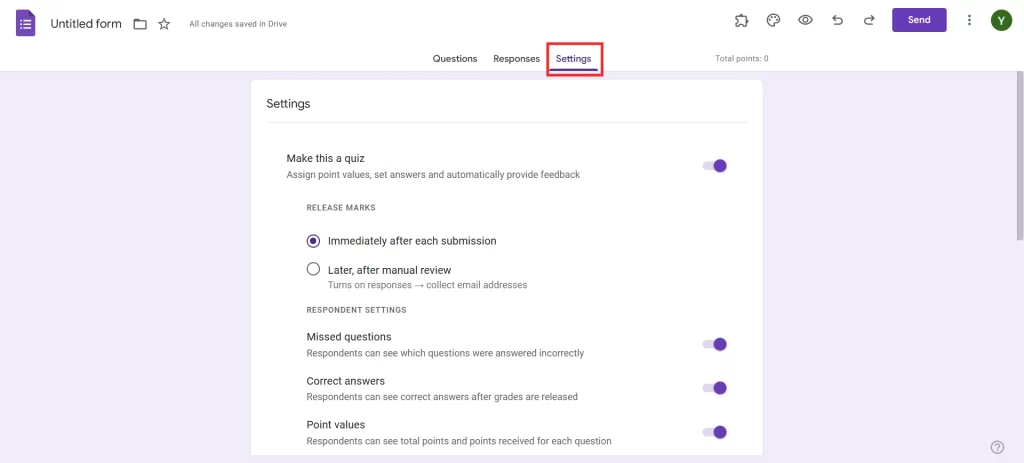 Feedback Form in Google Forms - Customize the settings