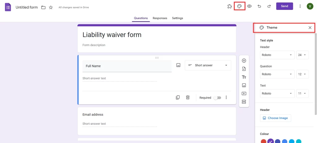 Liability Waiver Form - customize theme