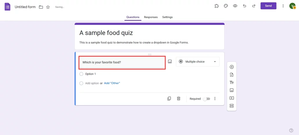 Dropdown in Google Forms - Add questions