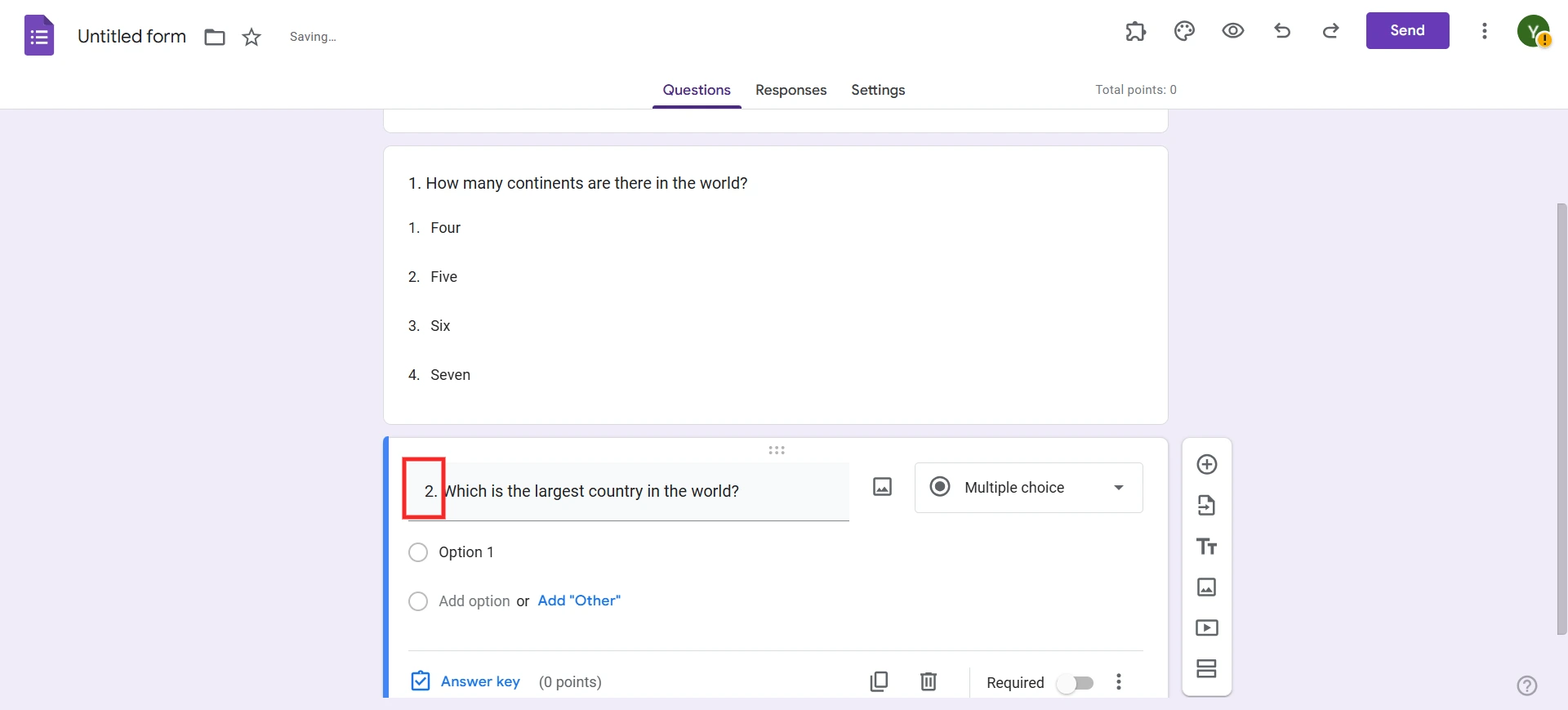 Number Questions in Google Forms - Add all the numbered questions