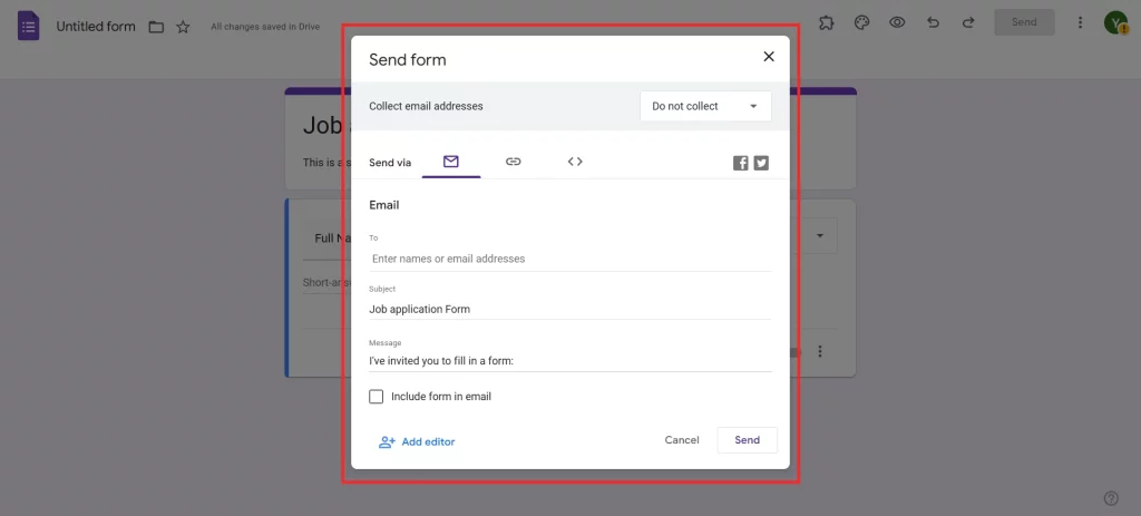 Online Job Application in Google Forms -preview and share