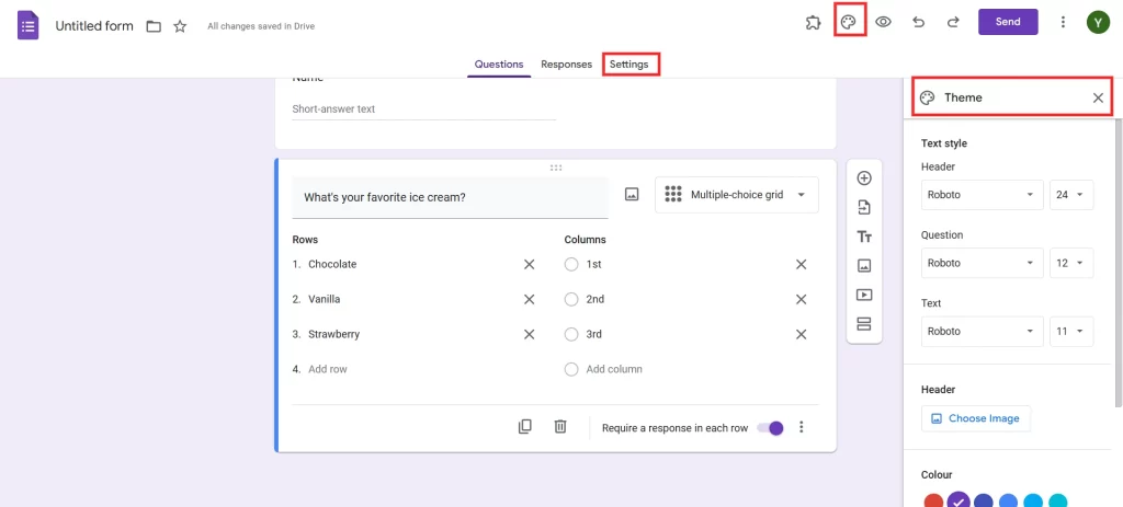 Ranking Questions in Google Forms - customize the theme