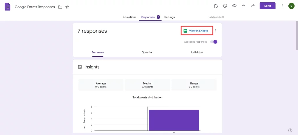 Share Google Forms results- connect to google sheets