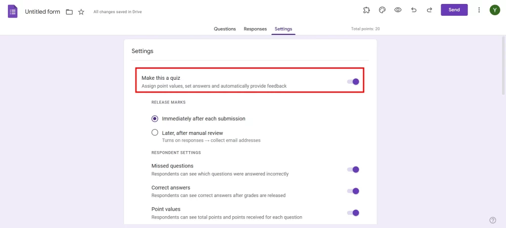 Google Forms Locked Mode - Make it a quiz