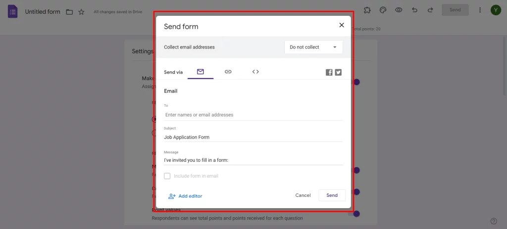 Google Forms Locked Mode - Share the form