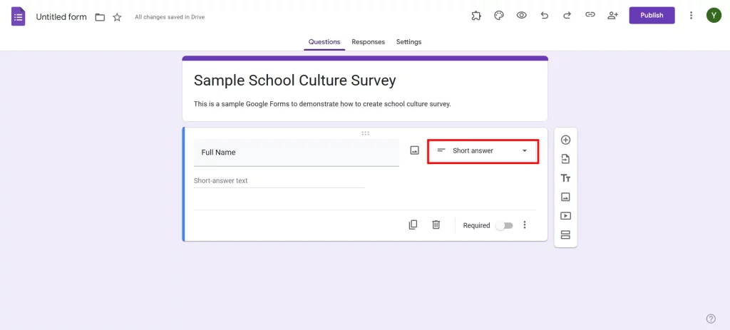 School Culture Survey - Select question type