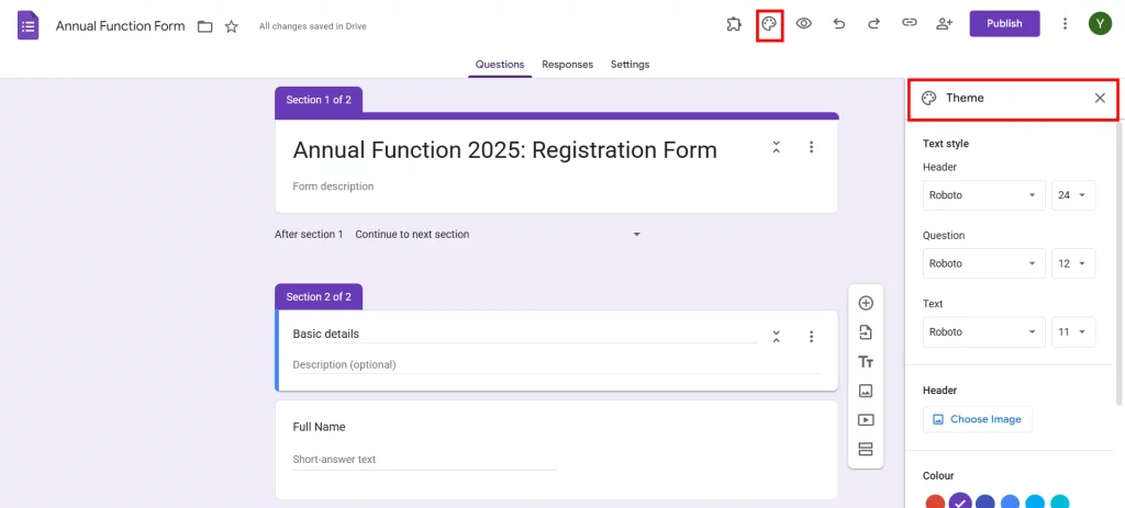 Google Form for Event Registration - Theme