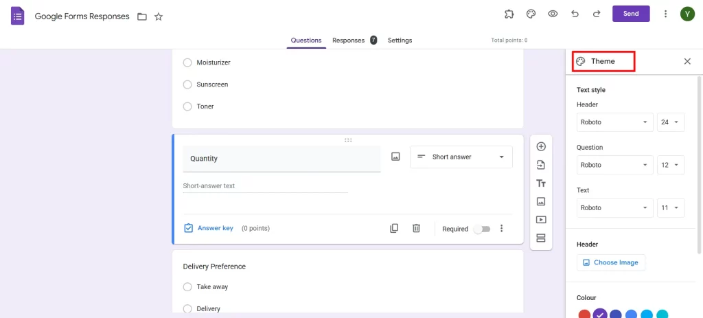 Google Forms for Small Business - Customize theme