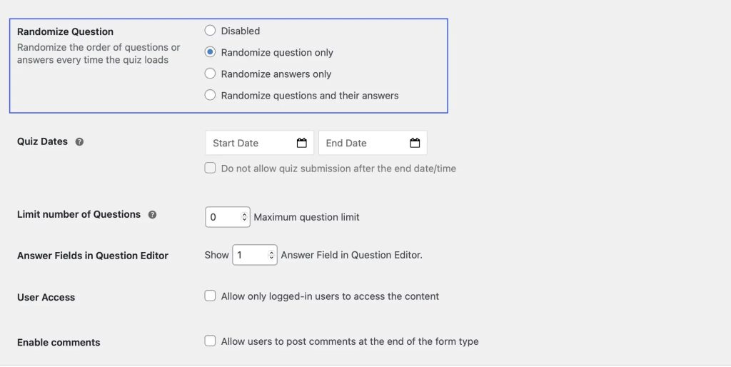 Back to School - Randomize Questions